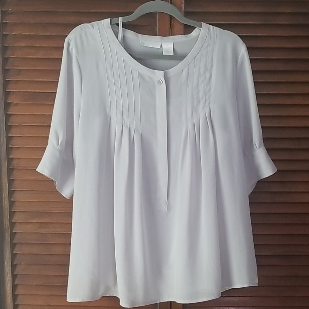 Worthington Light Gray Button Blouse Sz18